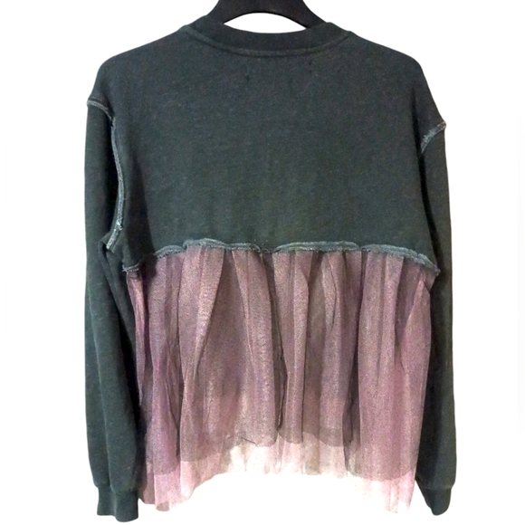 Silence+Noise Anastasia Tulle-Hem semi-sheer unique Cropped Women's top size M - Picture 4 of 9